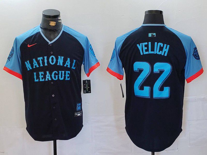 Men Milwaukee Brewers #22 Yelich Blue All star 2024 Nike MLB Jersey style 1->milwaukee brewers->MLB Jersey